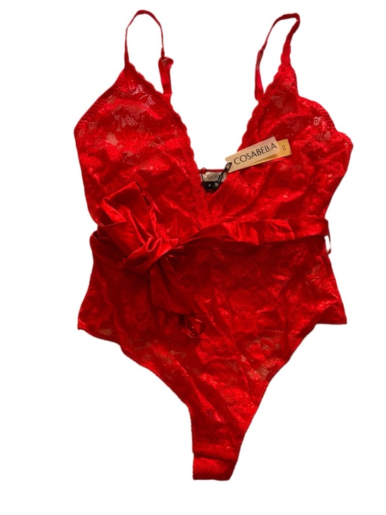 Cosabella Other - Cosabella M Red Lace Bodysuit Teddy with Silk Waist Tie